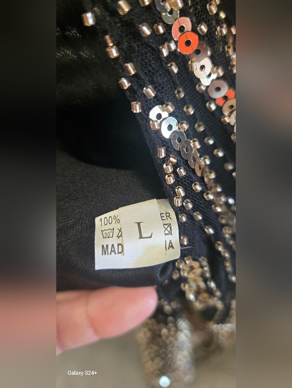Black Sequin-Beaded Midi Dress with Multicolor Embellishments - Picture 2 of 6